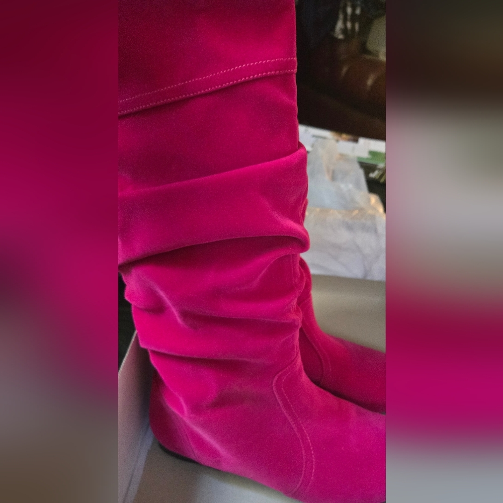 HOST PICK 🎉🎊 Shoe Dazzle NIB women's Pink Suede Boots sz8 - Picture 5 of 12